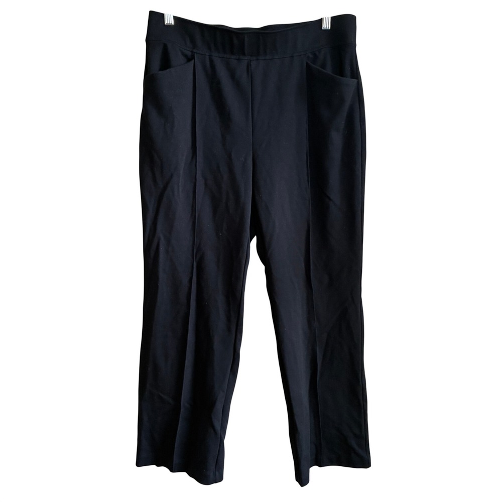 Talbots Pull On Straight Leg Pants LP Black Womens Petite Stretch Trousers